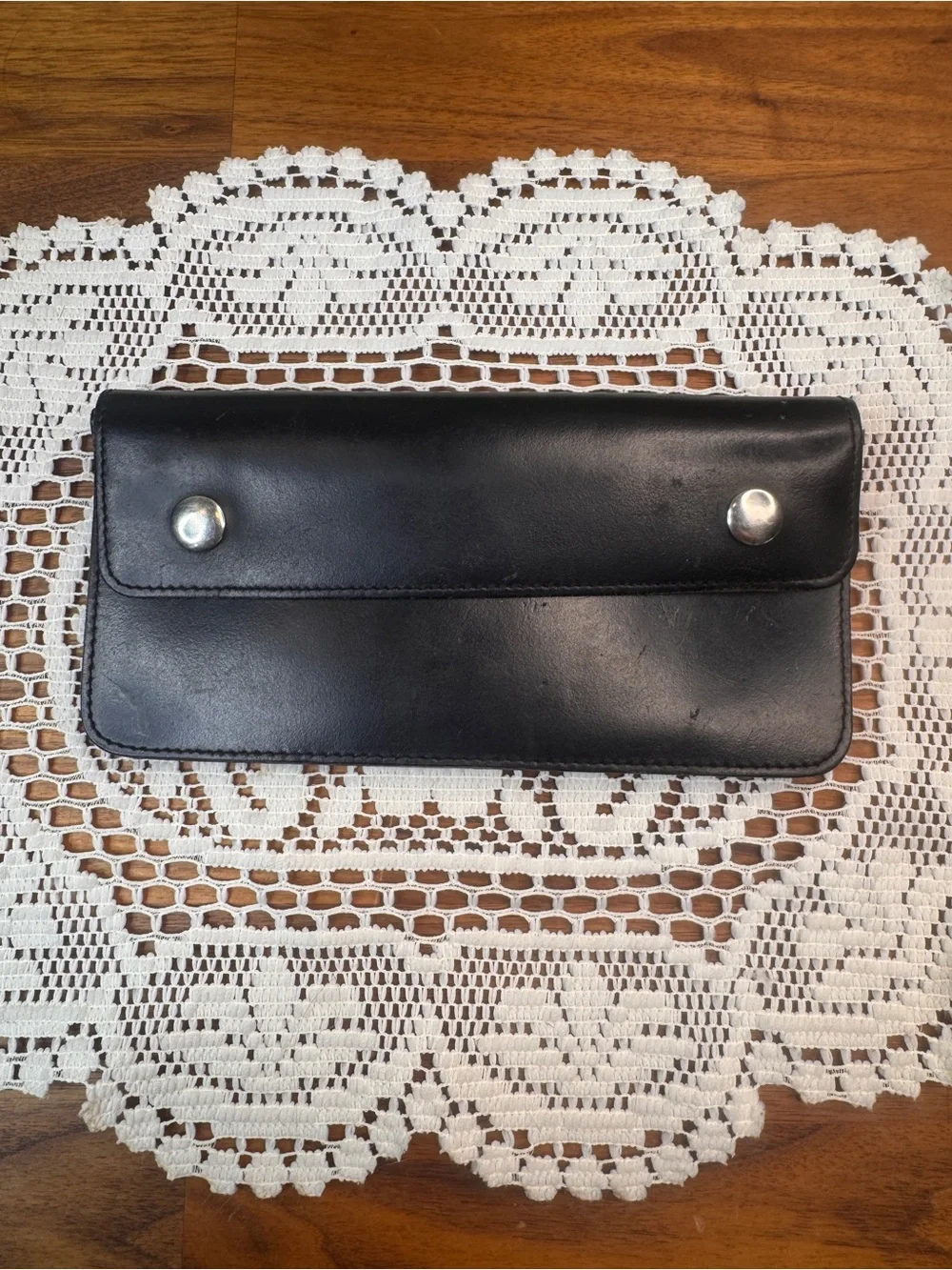 Ralph Lauren Black Embossed RL Leather Zip Motorcycle Wallet Vintage